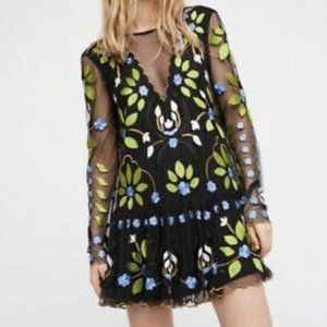 NWT Free People hearts are wild Black Lace dress